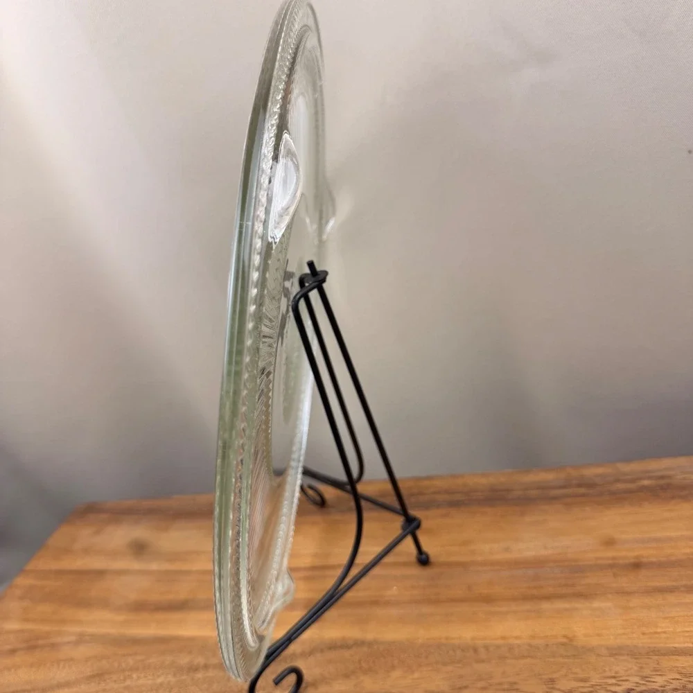 Jeannette Glass Anniversary Pattern Clear Pressed Glass 12 Inch Round Cake Plate